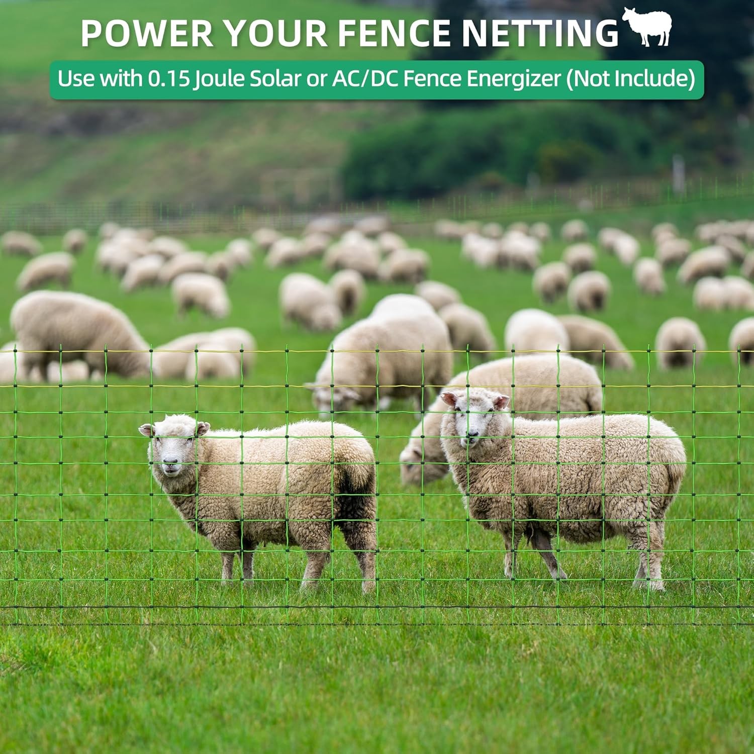 Electric Netting Fence Mesh Kit Deer Fencing 47″ H x 164′ L with Posts Spike
