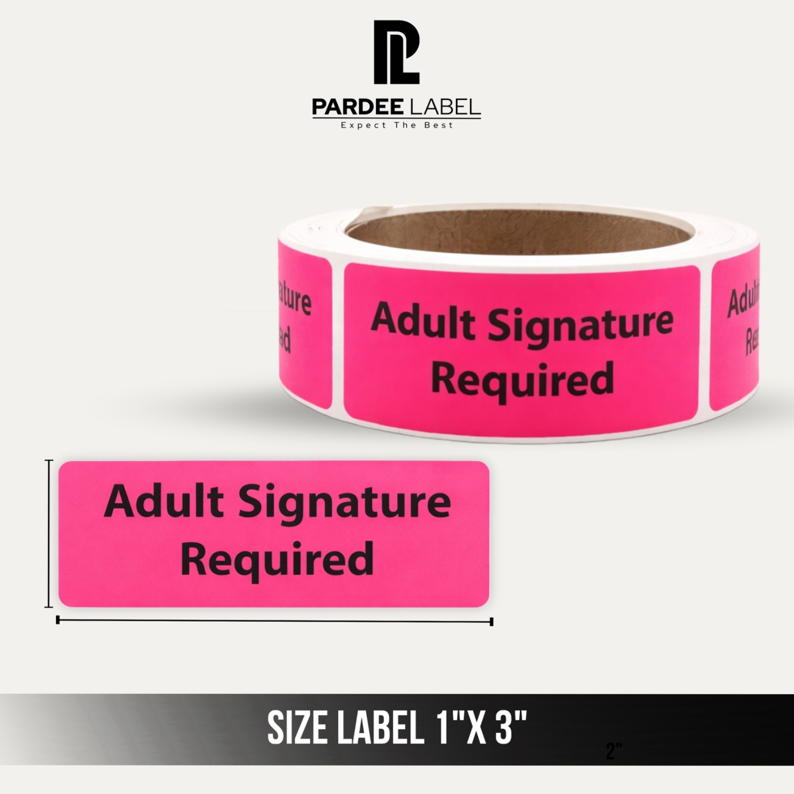 Adult Signature Required Stickers 1″ x 3″ – Neon Pink | 250 Labels/Roll