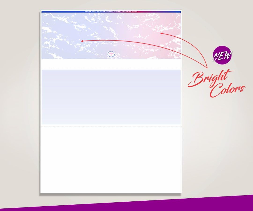 – Blank Check Stock for Laser/Ink-Jet, 8-1/2 X 11″ 24# Lb, 500 Sheets per Pack (