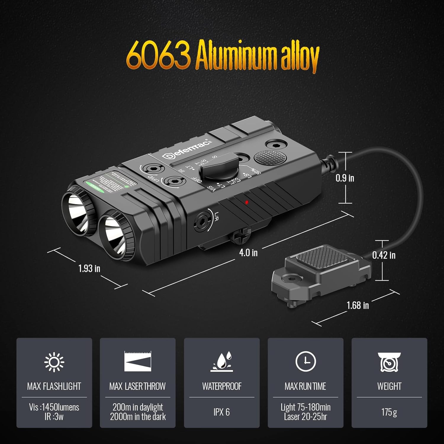 DEFENTAC Green/IR Laser and 4-IN-1 Combo, Light Combo