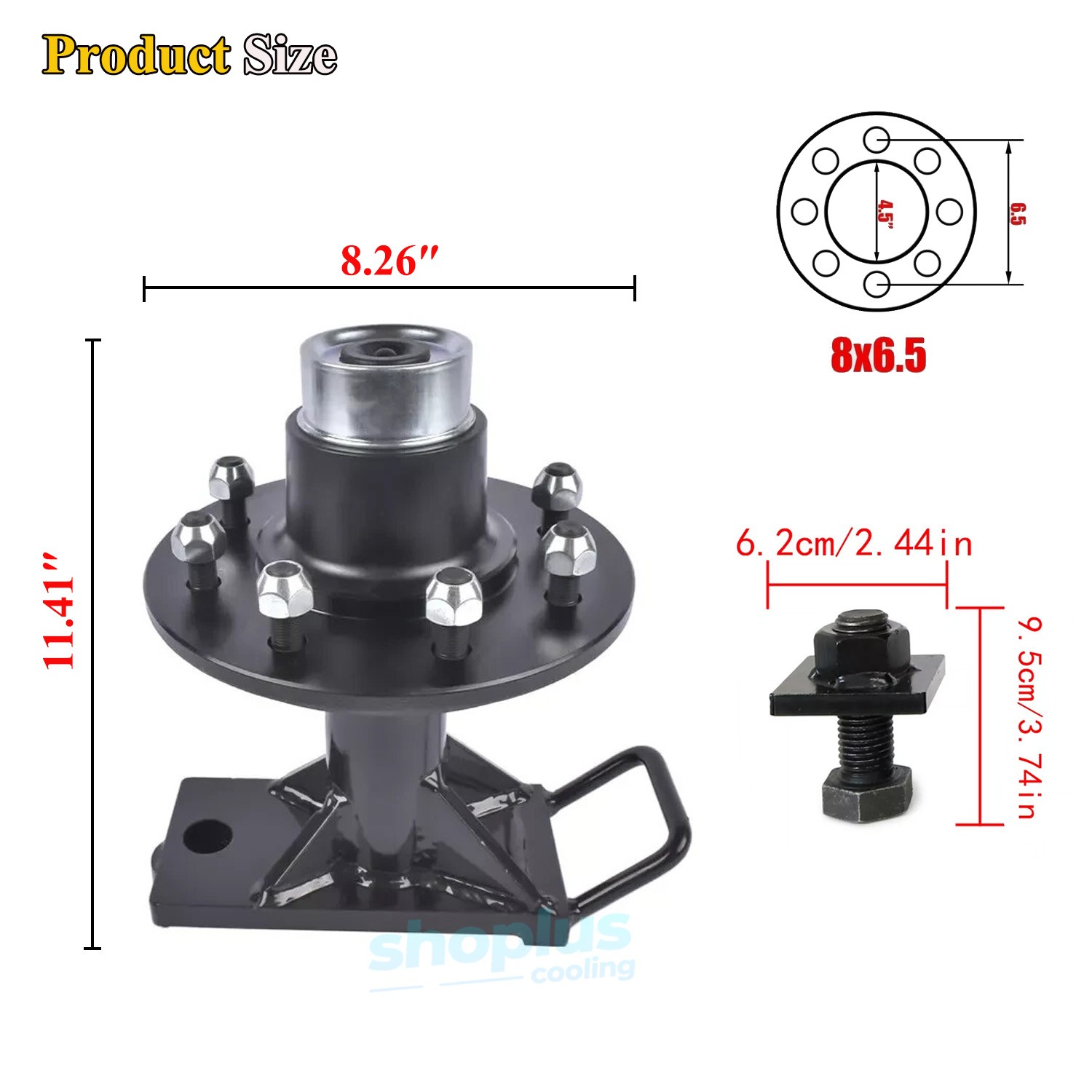 8 x 6.5 Lug 8000LB Shipping Container Wheels Steel Bolt-on Spindles Black US.NEW