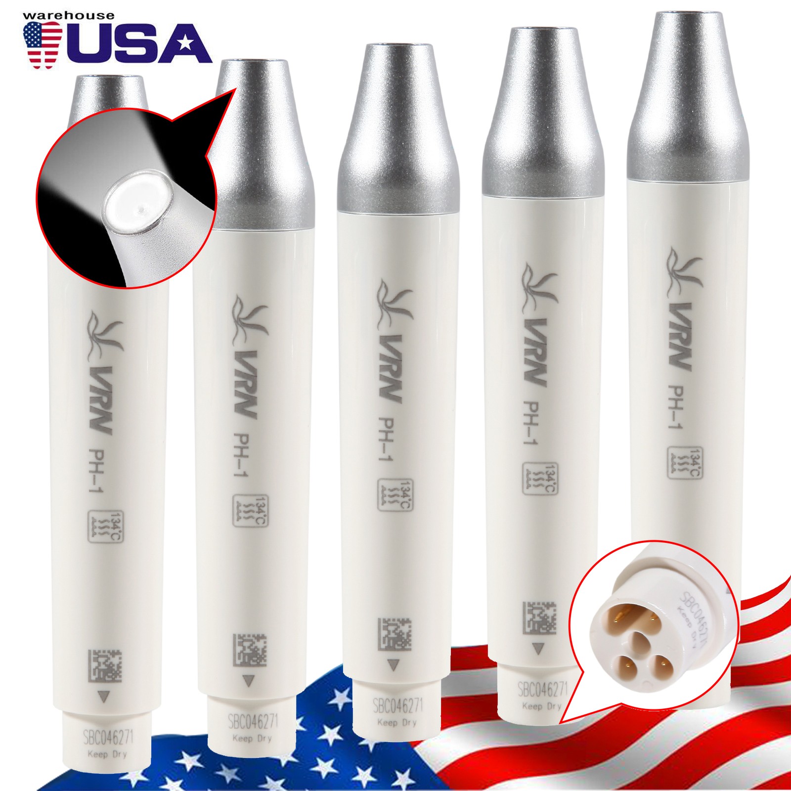 1-10 Dental LED Detachable Scaler Handpiece for Ultrasonic Piezo Scaler VRN-A8
