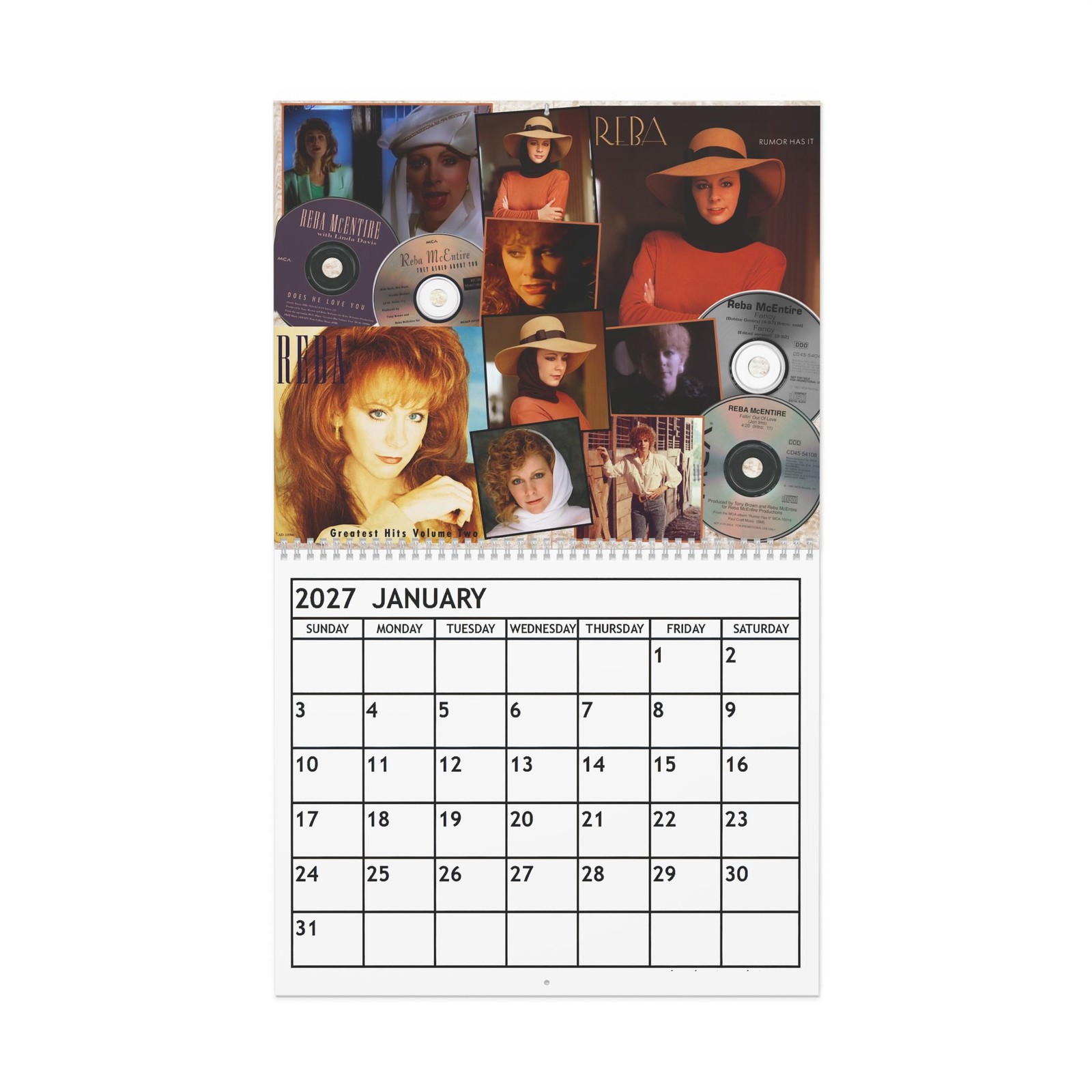 Reba McEntire 2027 Wall Calendar – Home Decor, Music Fan Gifts, Monthly