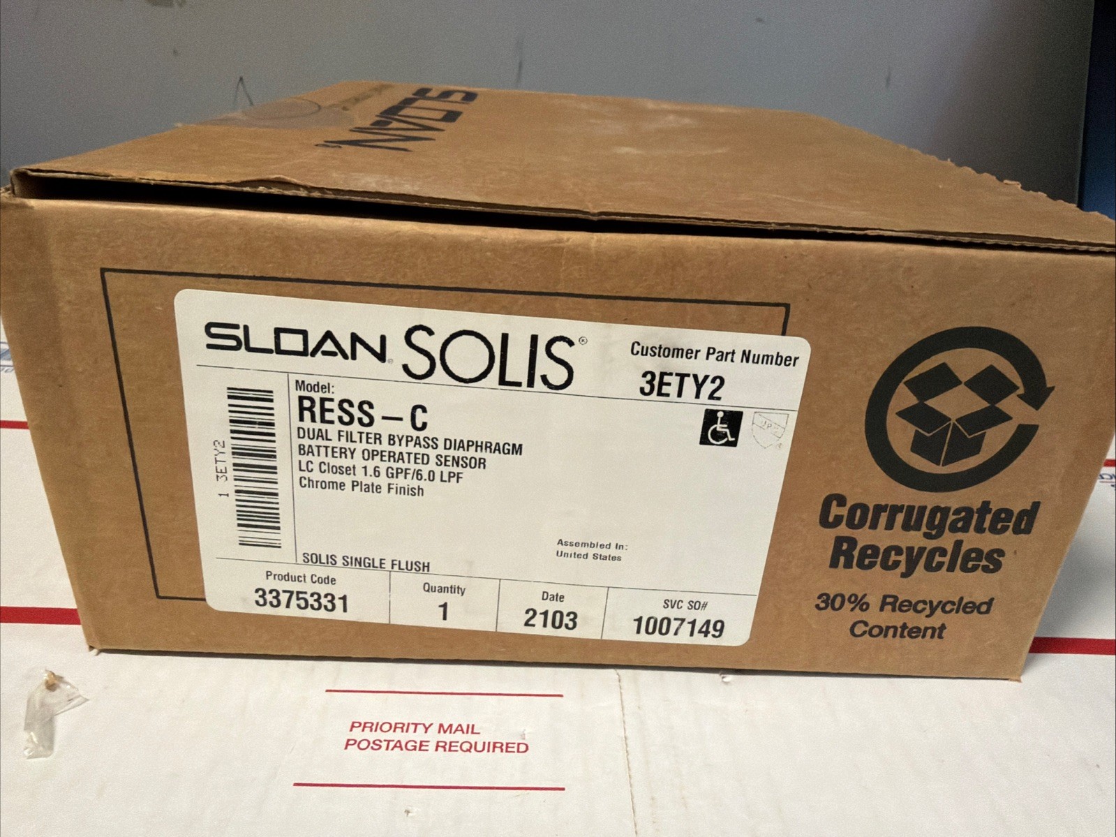 SLOAN Automatic Flush Valve Retrofit Kit 3375331 Solis Ress-C 3ETY2