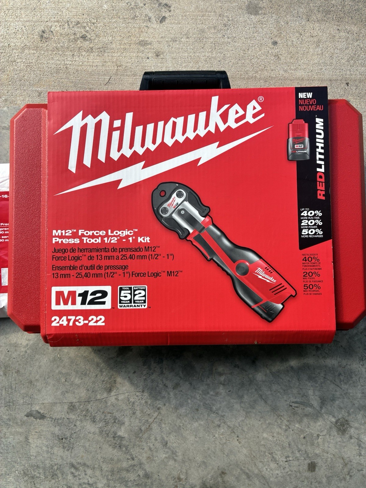 Milwaukee 1/2″ to 1-1/4″ M12 Force Logic Press Tool Kit w/ One-Key NEW 2573-22