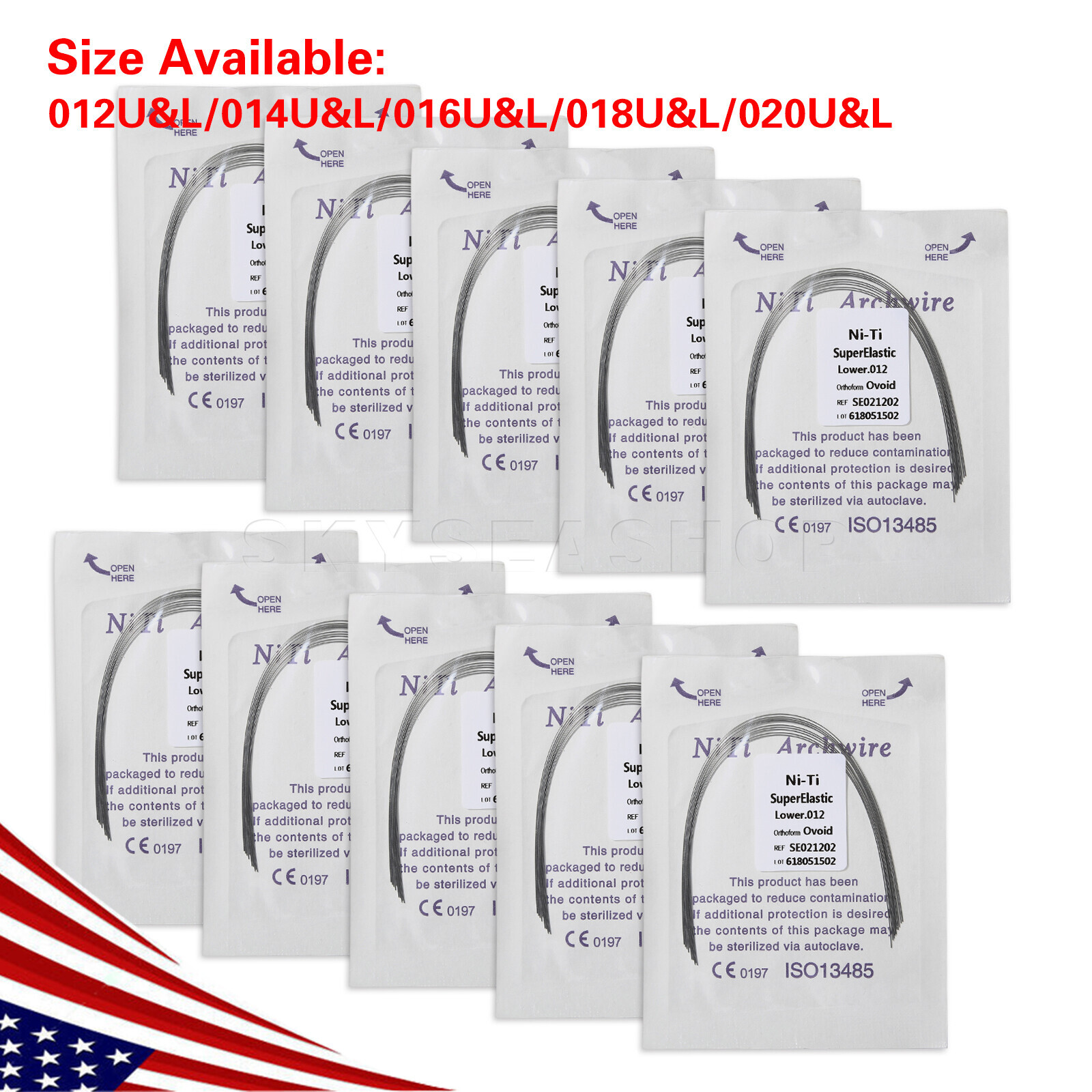 10pcs/pk Dental Orthodontic Niti Arch Wire Round Ovoid Form all size option