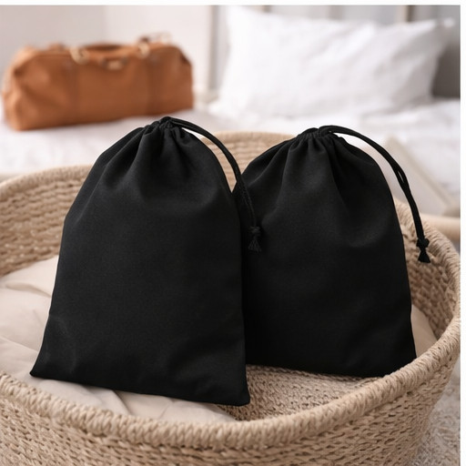 Cotton Single Drawstring Reusable Storage Black Cotton Muslin Gift Bags
