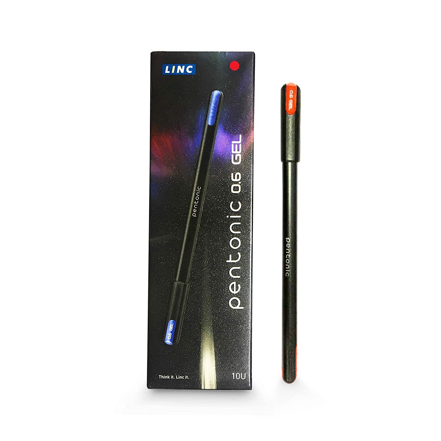 Pentonic 0.6 mm Gel Pen Blister Pack Red Ink Set of 1 X 10pcs