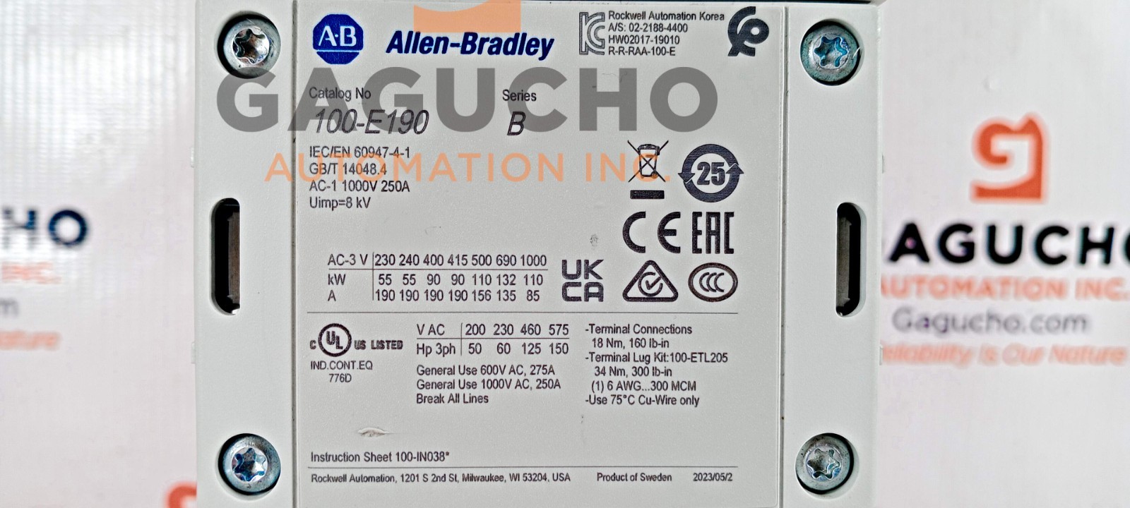 surplus Allen Bradley 100-E190KJ11 IEC 190 Amp Contactor 2023