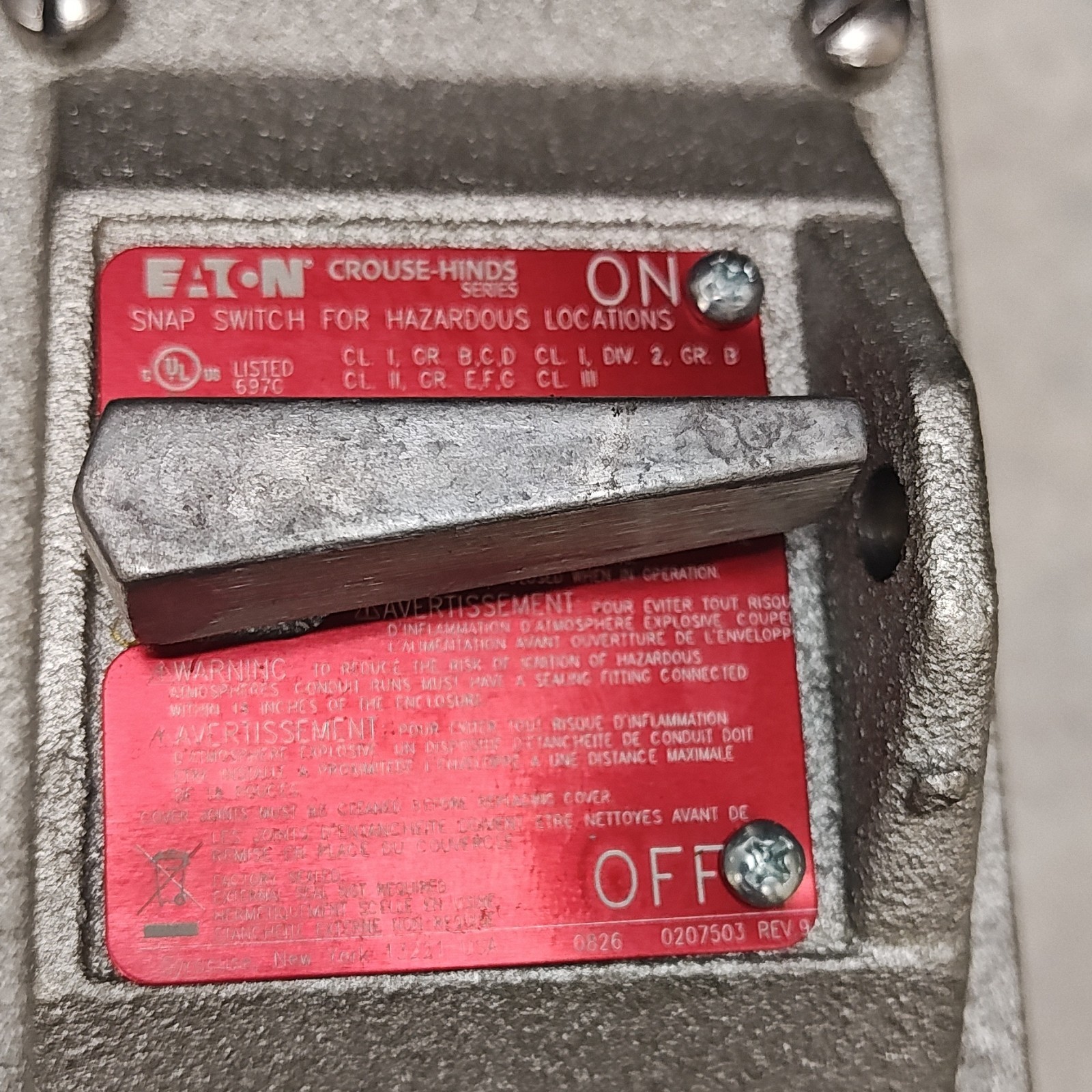 Explosion Proof On/Off Switch, Brand New