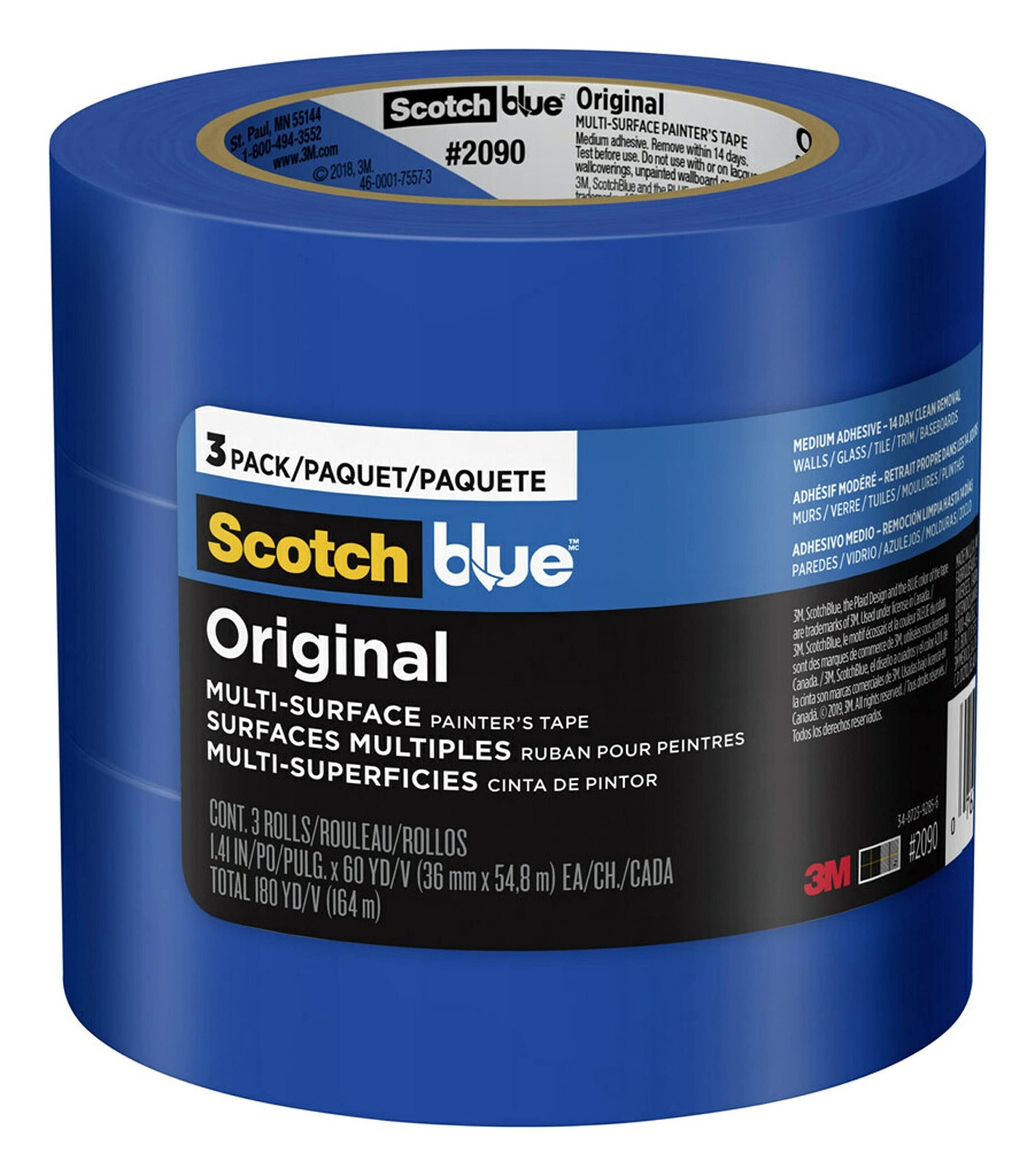 Scotch Painter’s Tape 2090-36AP3 ScotchBlue Original 3 Rolls, blue
