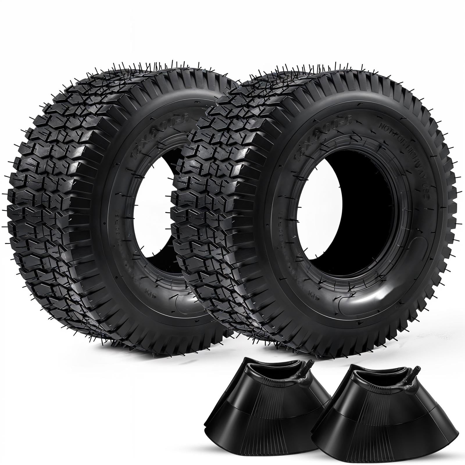 15×6.00-6 Lawn Mower Tire and Inner Tube Set 2 Pack TR-13 Straight