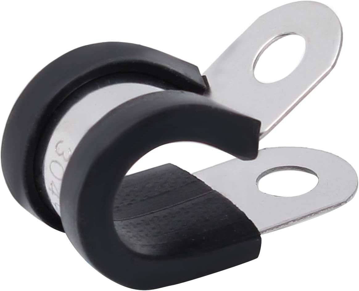20Pcs 1/2 Inch Stainless Steel Cable Clamps, Rubber Cushioned Insulated Pipe Cla