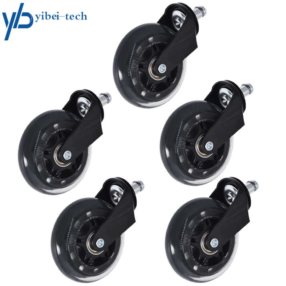 Set of 5 3 inch Office Chair Caster Rubber Swivel Wheels Replacement Heavy Duty