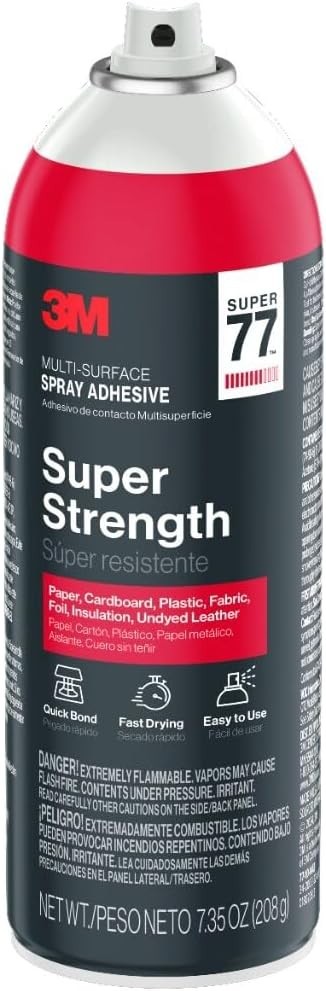 3M Super 77 Multi-Surface Spray Adhesive, 14.1 Oz., Low VOC, Quick Bond, Fast Dr