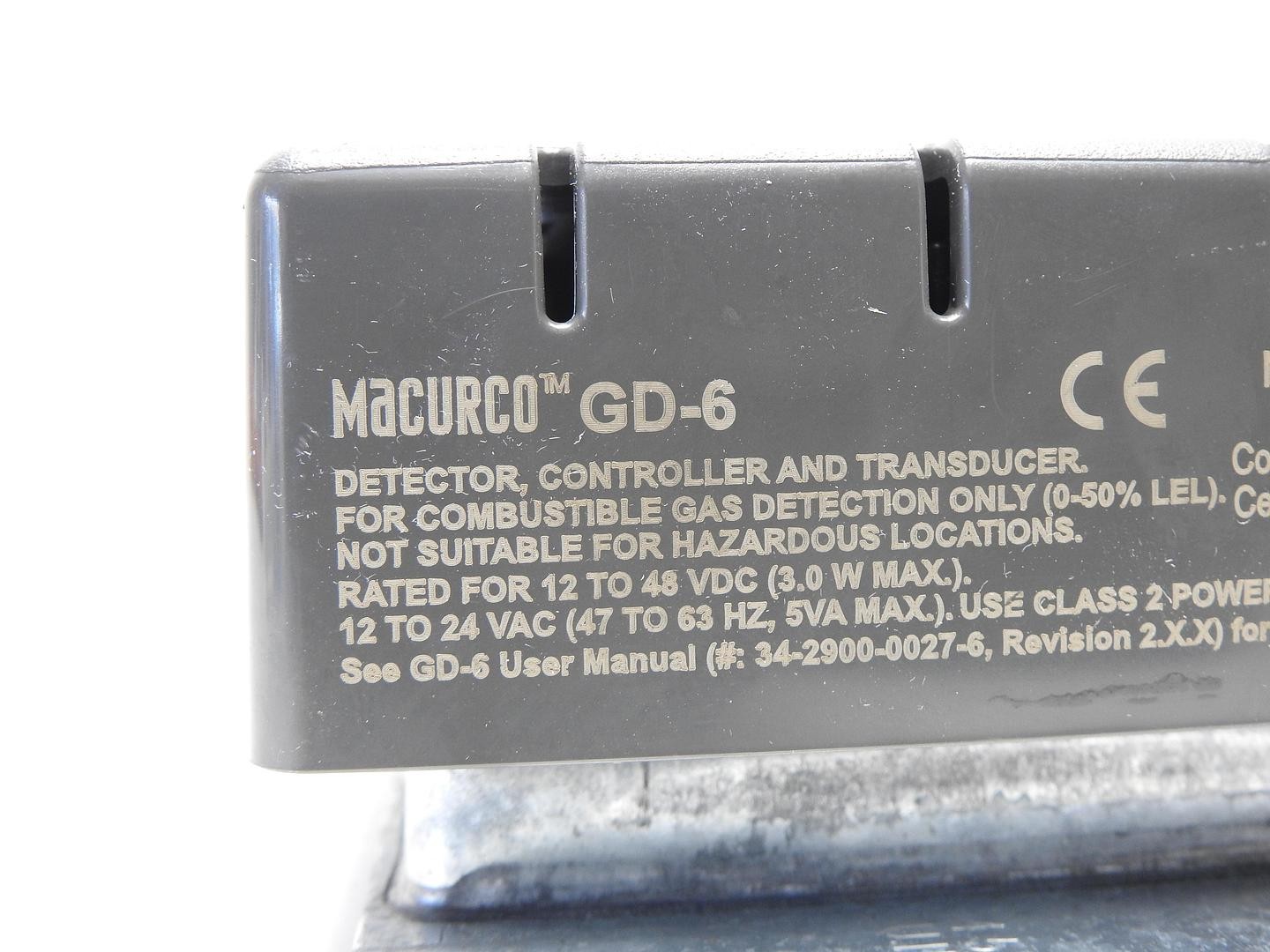 Macurco GD-6 Combustible Fixed Gas Detector & Controller 70-0716-0802-3 NEW!