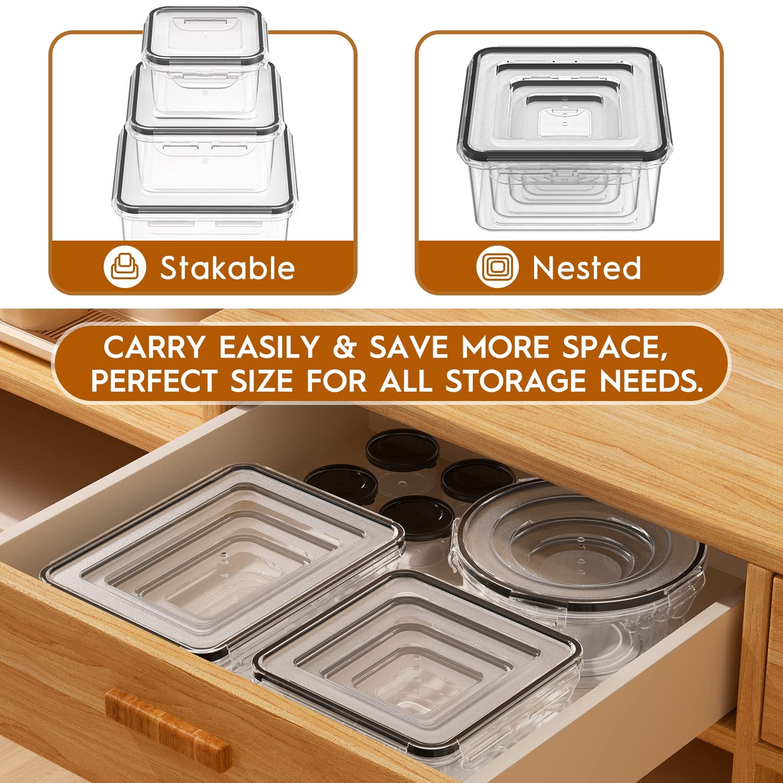 KEMETHY 40 PCS Food Storage Containers with Lids (20 Containers & 20 Lids)