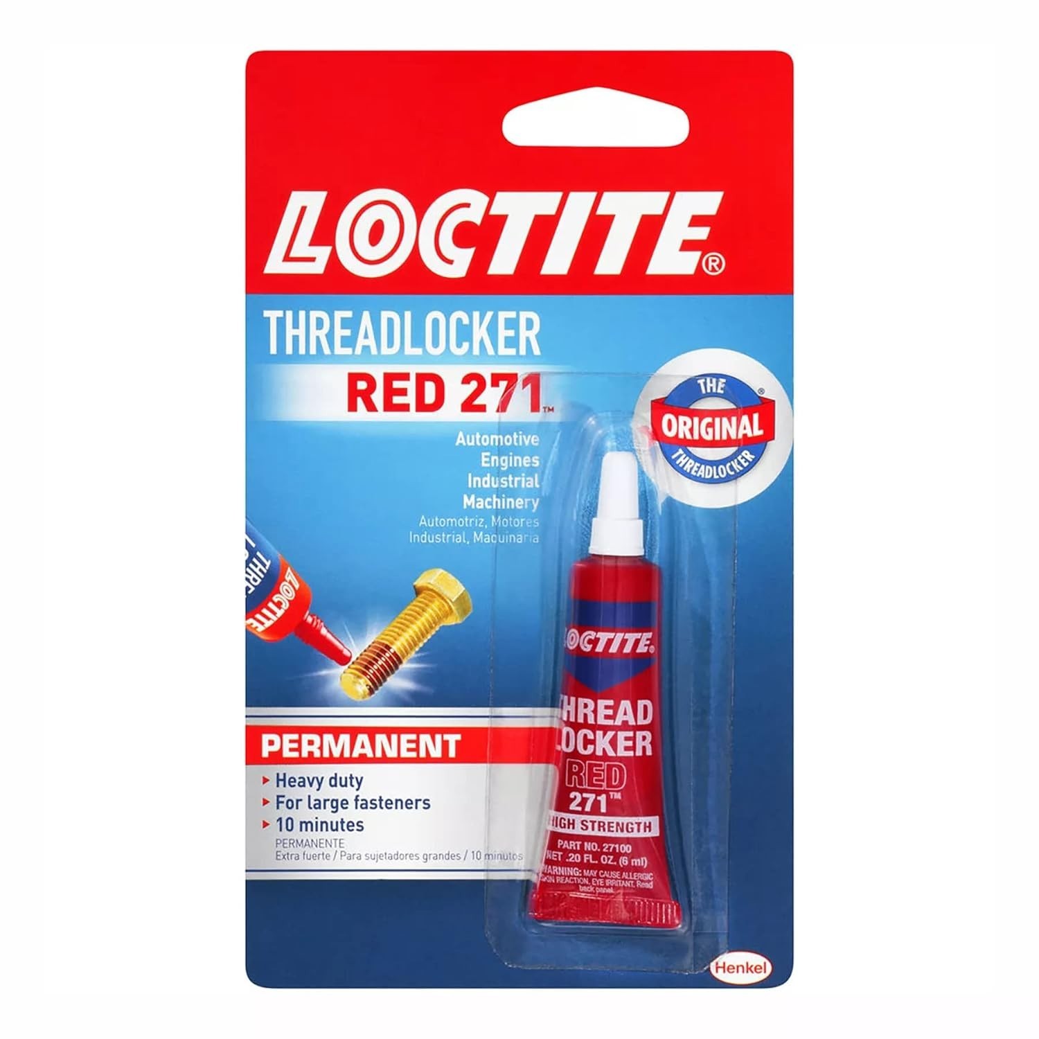 6 ml Threadlocker Red 271 – Strong Adhesive for Nuts and Bolts, Prevents Rusting