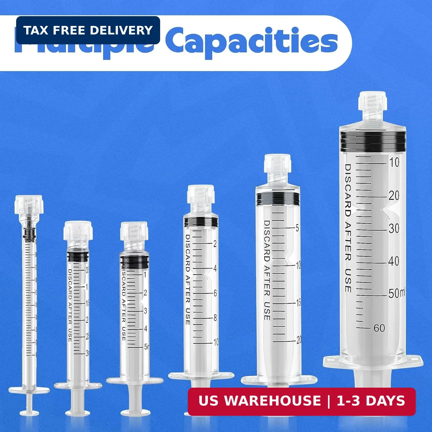 5mL Luer Lock Syringes without Needle – Sterile Syringe with Cap, 10 Pack | Indi