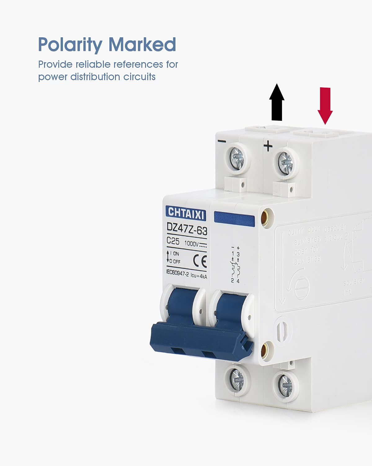 DC Miniature Circuit Breaker, 2 Pole 1000V 25 Amp | DIN Rail Mount Isolator for