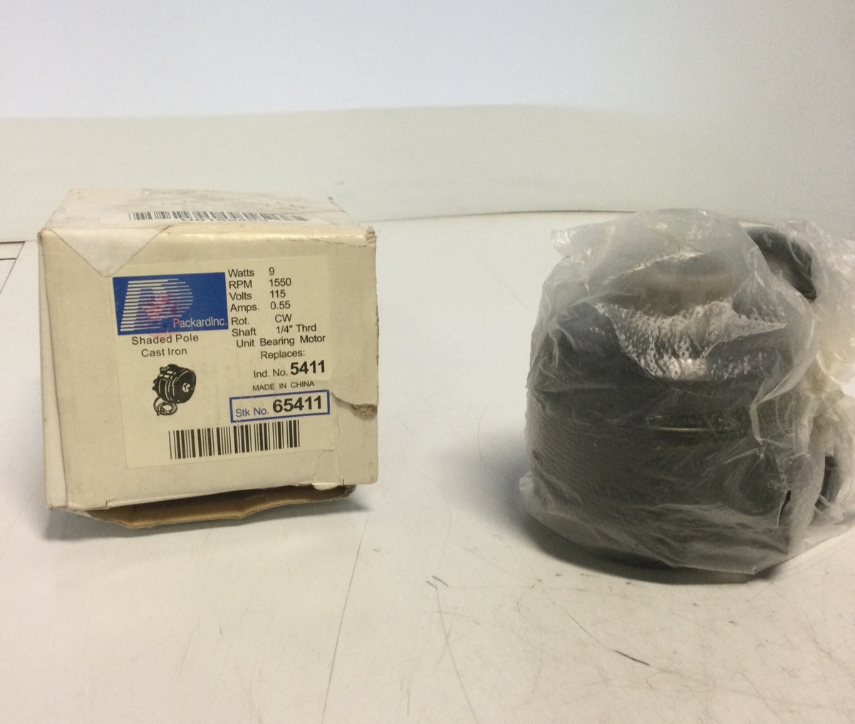 NEW, PACKARD, 65411, UNIT BEARING MOTOR, 9 WATT, 115V, 1550RPM, .55A. (1D-1)