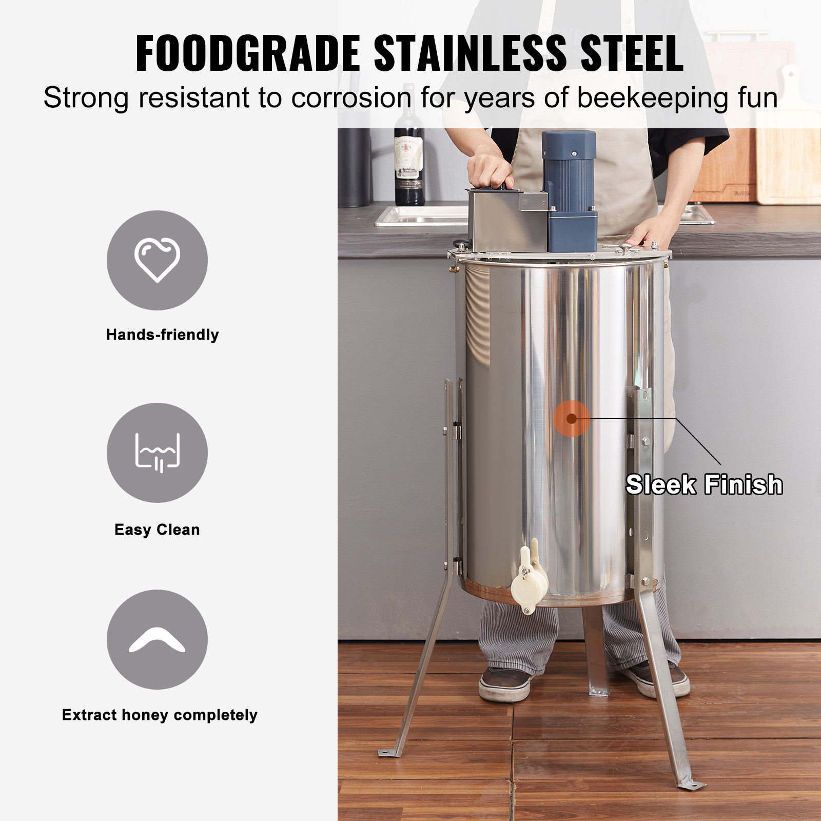 VEVOR Electric Honey Extractor Beekeeping Equipment 2/4 Frames Stainless Steel