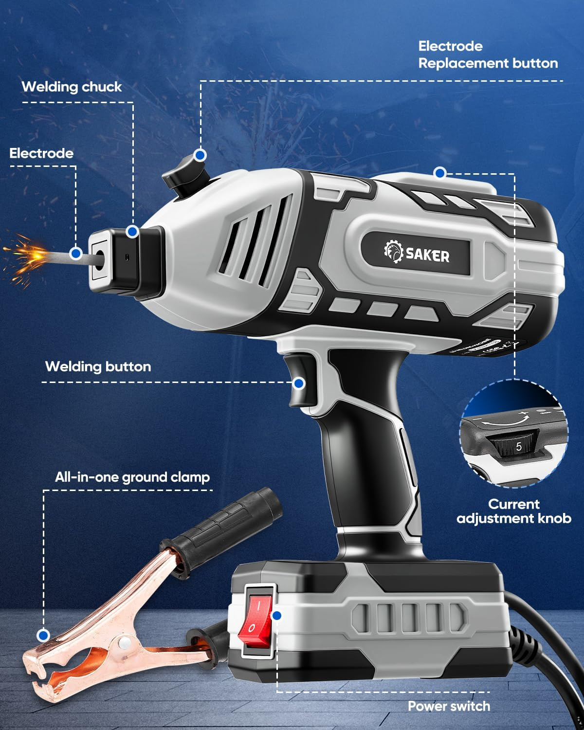 Portable Electric Welding Machine,110V Portable Welder Handheld with IGBT Invert