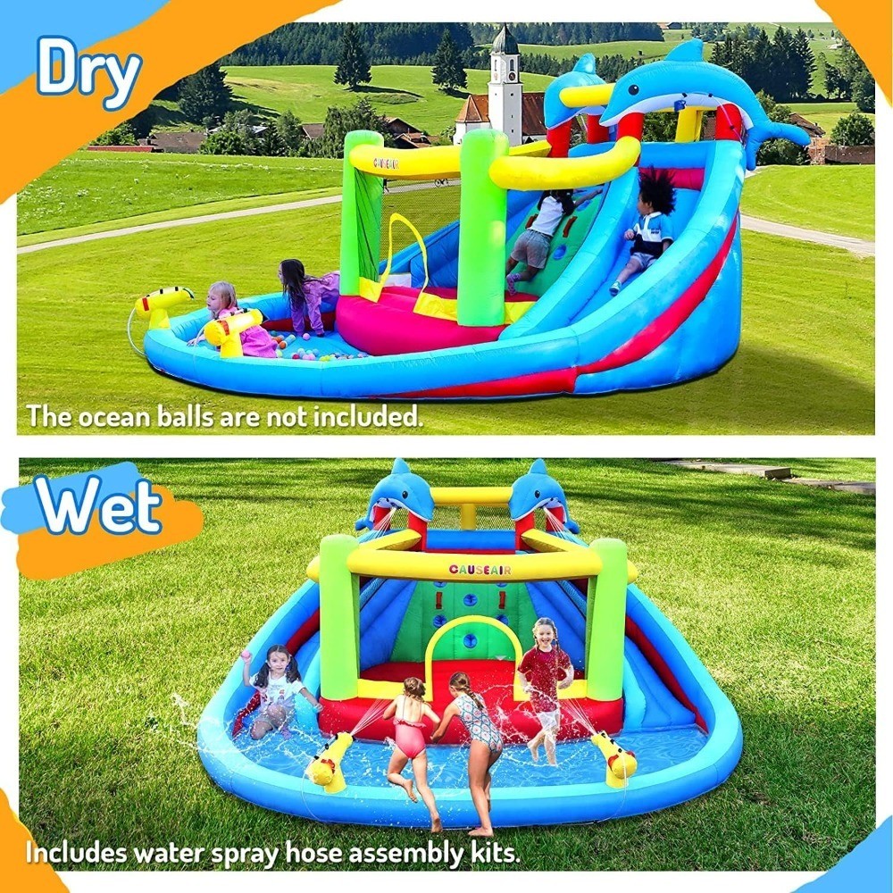 Inflatable Water Slide Bounce House Style Splashing Pool Double Water