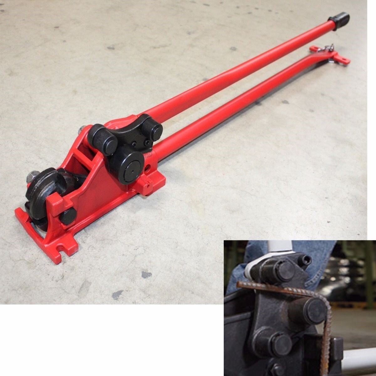 52″ Manual 3/4″ Rebar Bender & 5/8″ Cutter #5 Cutting & #6 Rebar 90° 180° Bends