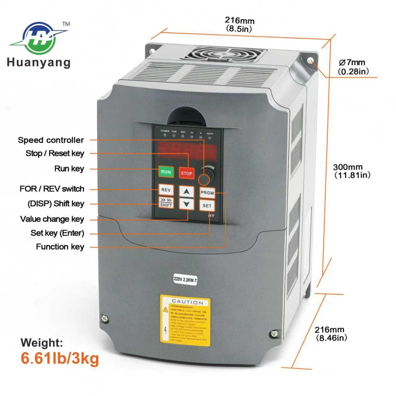 Huanyang VFD 220V 4.0kw 5HP Variable Frequency Drive Inverter Convert for Motor