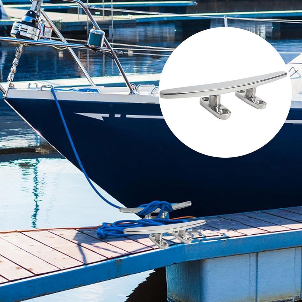 4/5/6/8 IN Rope Cleat Flat Top Boat Deck Cleat 316 SS Boat Cleat Open Base