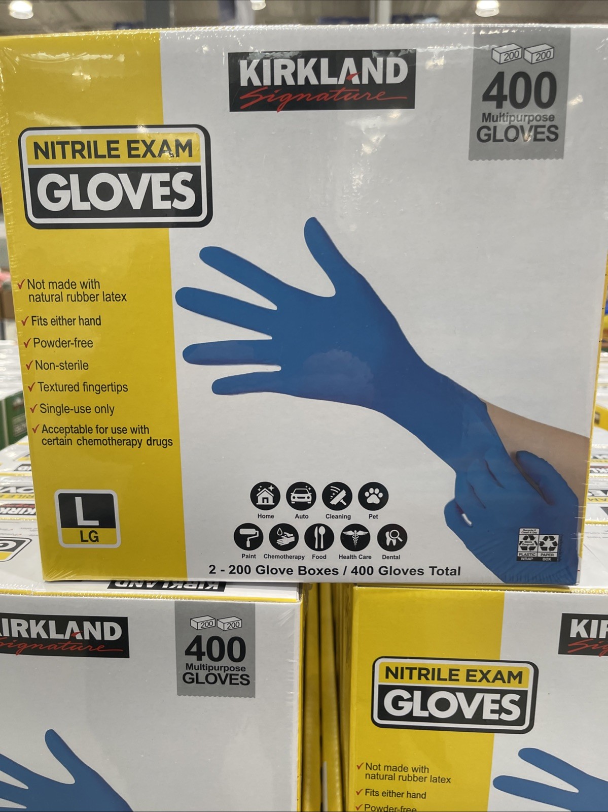 Kirkland Signature Nitrile Exam Gloves – Large Size (400 Pieces) (467130)