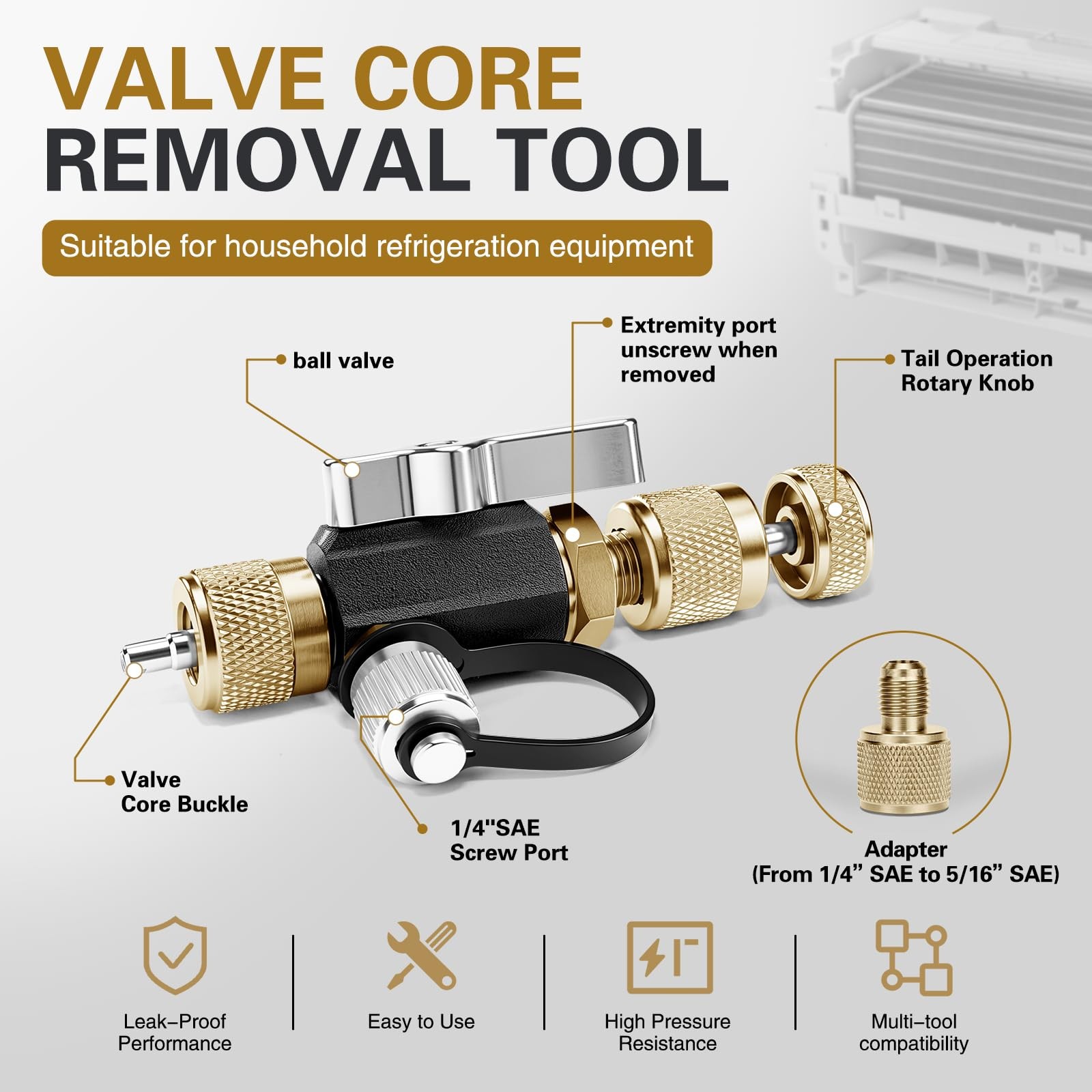 HVAC Valve Core Removal Tool,Valve Core Remover Installer Tool,1/4″& 5/16″ Du…