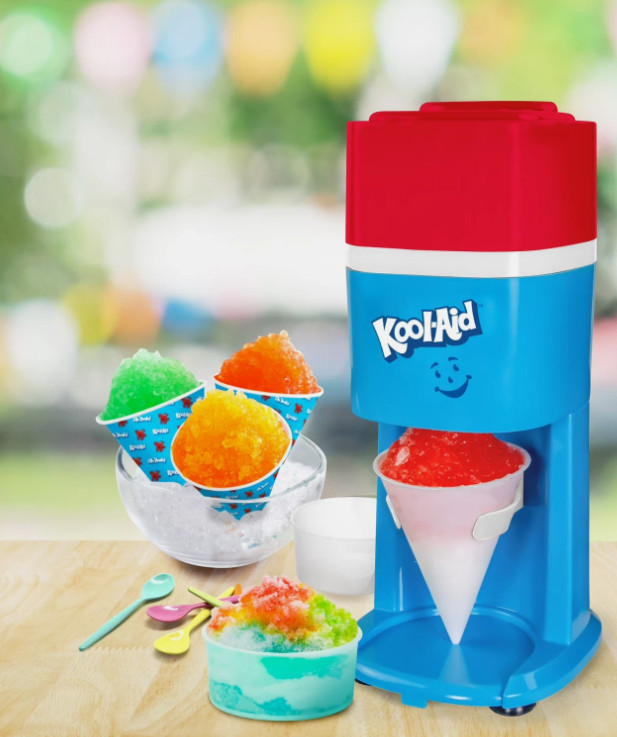 Kool-Aid Electric Ice Shaver Snow Cone Maker with SS Blades Red/White/Blue NEW