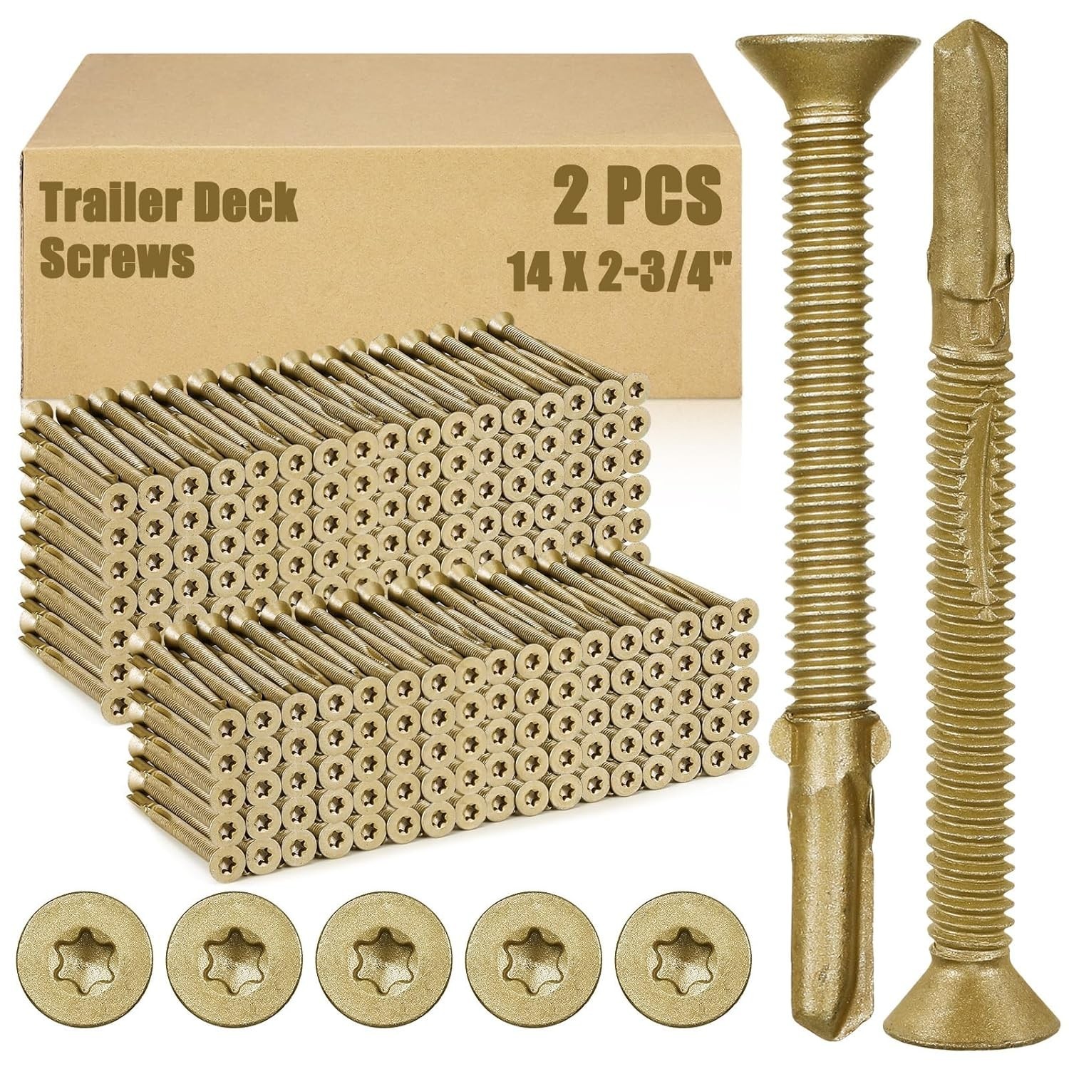 2 Pcs Self Tapping Trailer Deck Screws Wood to Metal Reamer Screw Self Drilli…