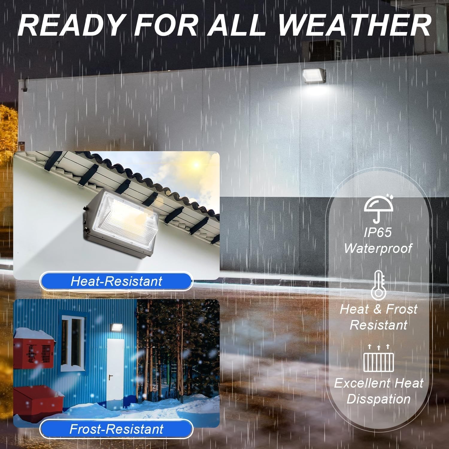 LED Wall Pack Light w/ Photocell 60W-120W Selectable 3CCT IP65 ETL DLC