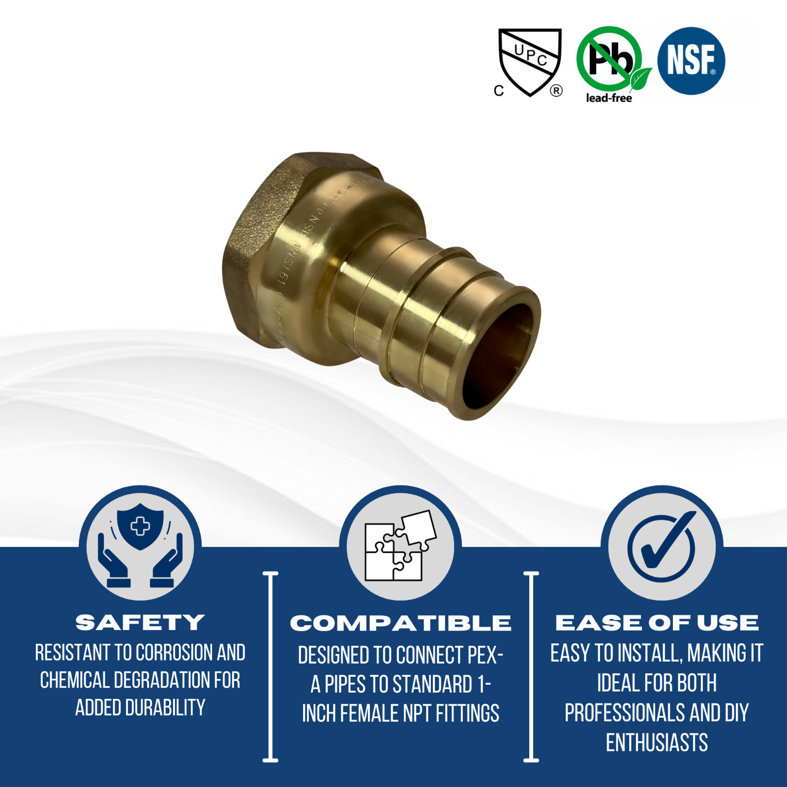 1 PC. 1″ PEX A X 1″ FEMALE NPT ADAPTER, 1 INCH EXPANSION FEMALE F1960