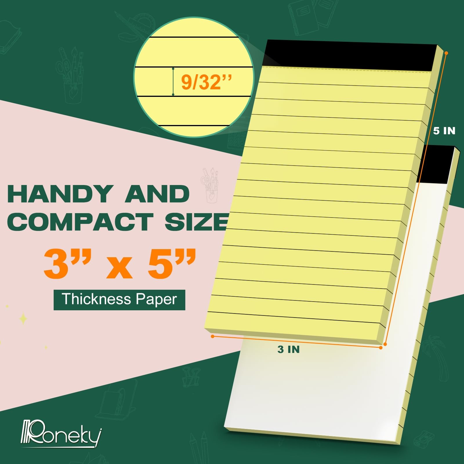 8 Pack Small Note Pads 3×5 In, College Ruled 3 x 5» Notepads Server Note Pad
