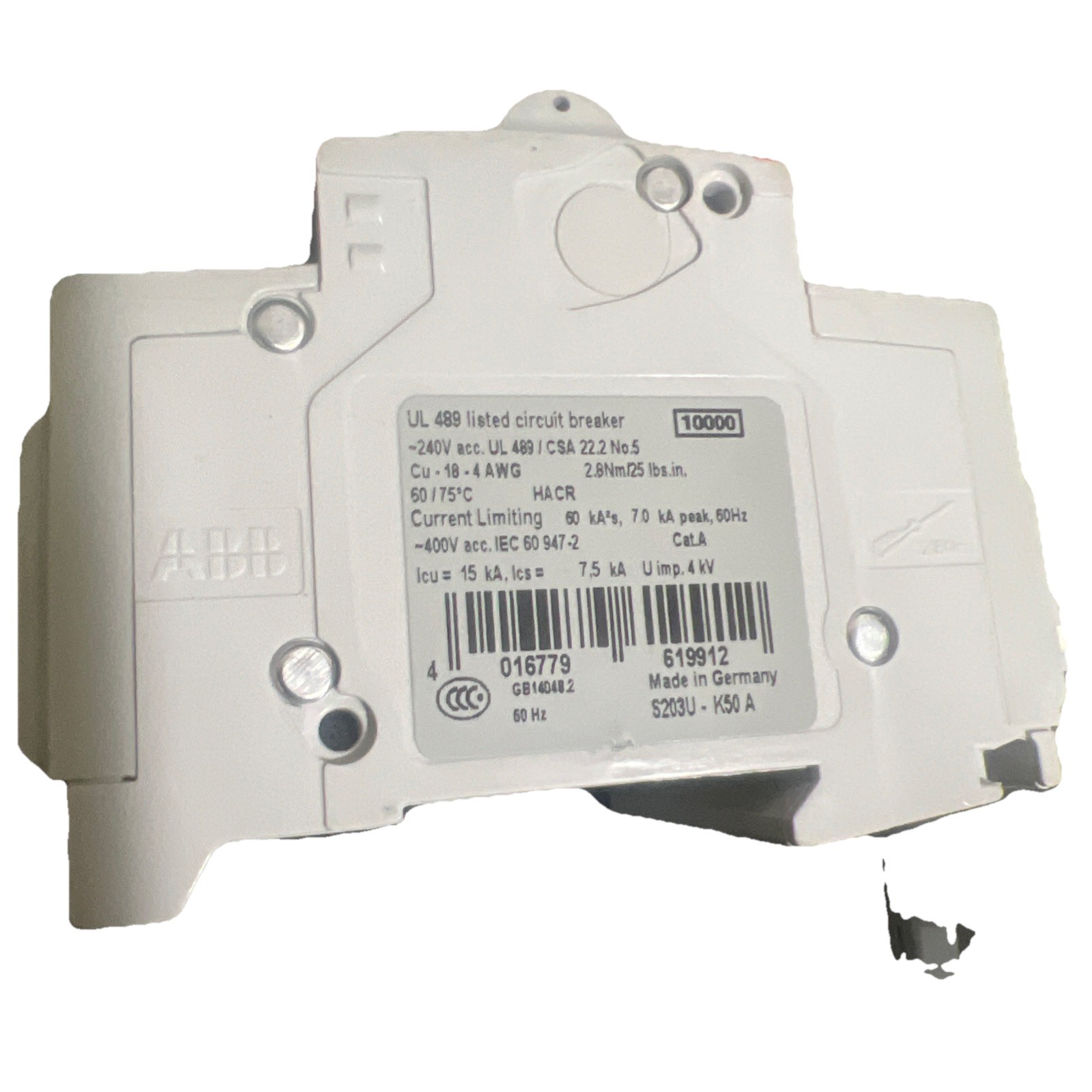 ABB S 203 U K 50 A Miniature Circuit Breaker 50A S203UK50A *FREE SHIPPING**
