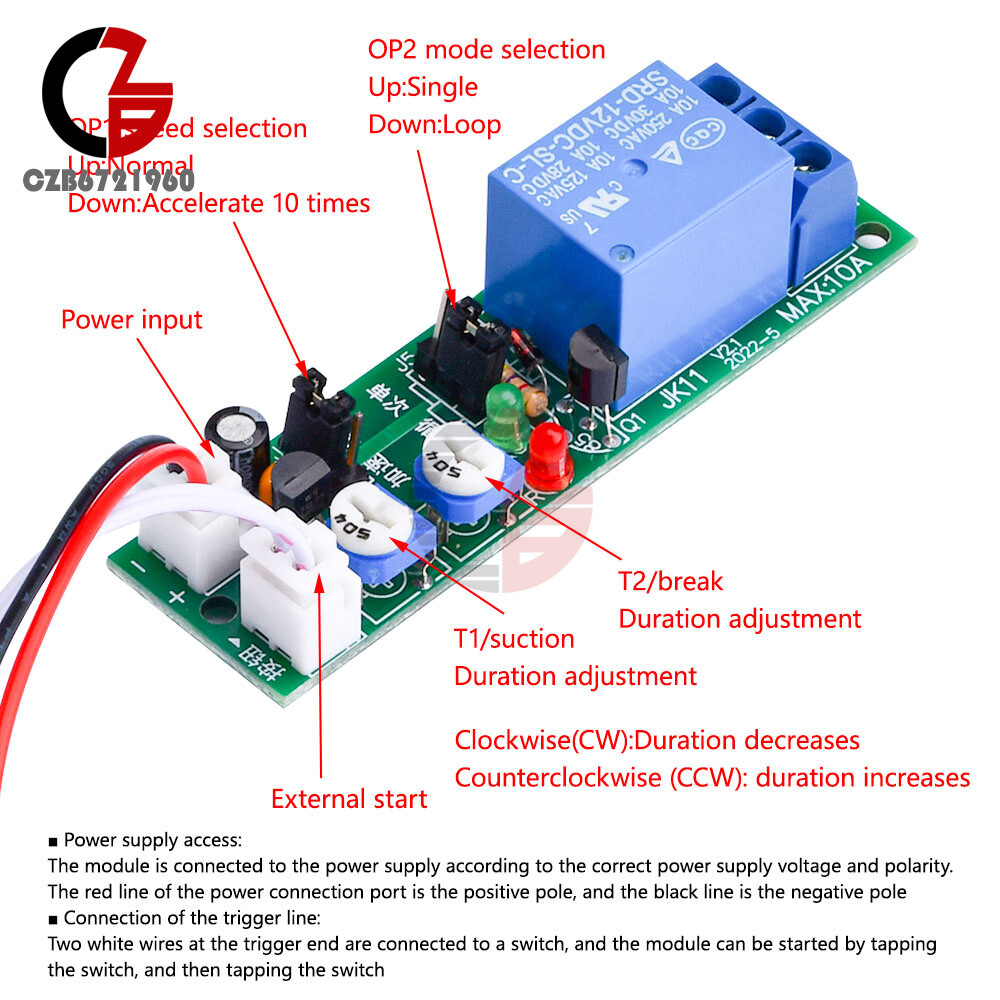 5V 12V 24V DC Infinite Cycle Delay Timer Relay Turn On-off Switch Loop Module
