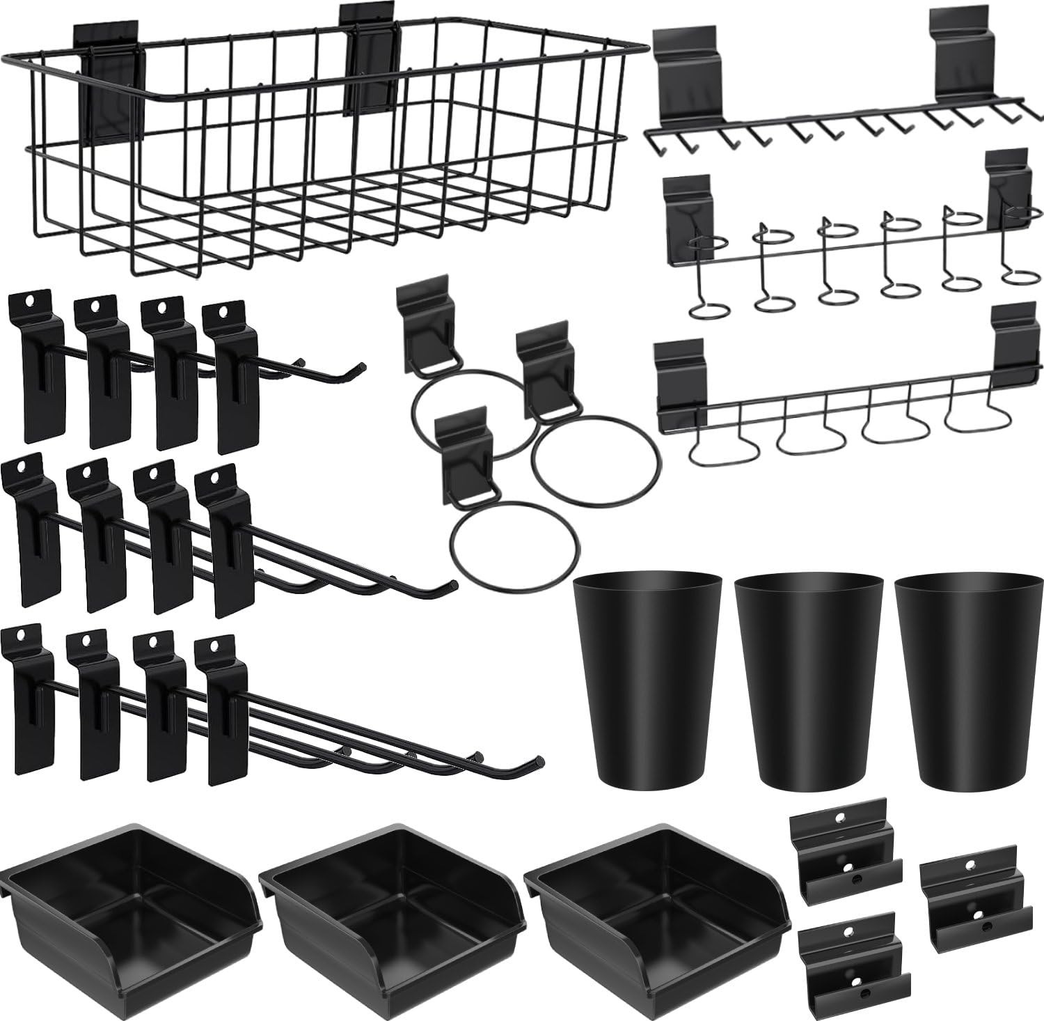28 Pieces Slatwall Accessories Organizer Kit with Slatwall Hooks, Slatwall Bi