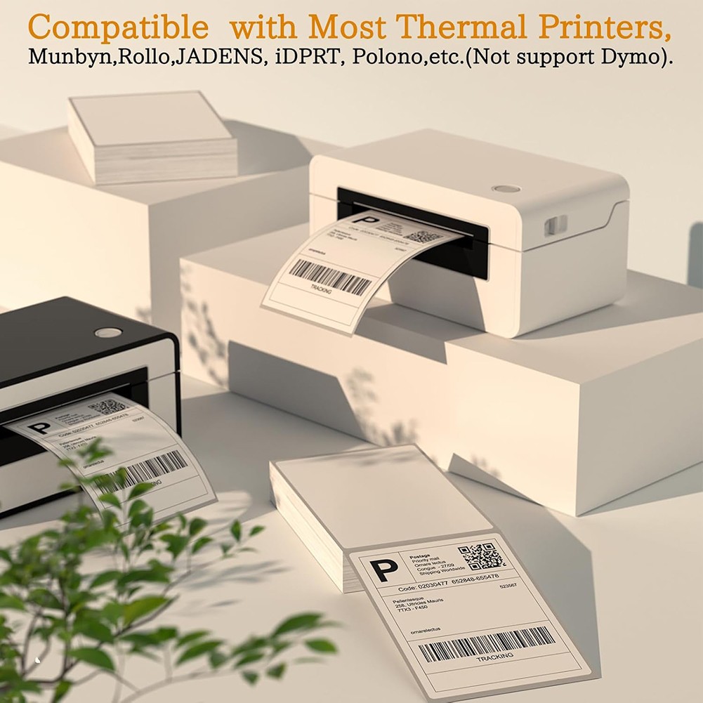 4″ x 6″ Fanfold Direct Thermal Address Shipping Labels, 100 Labels / Stack