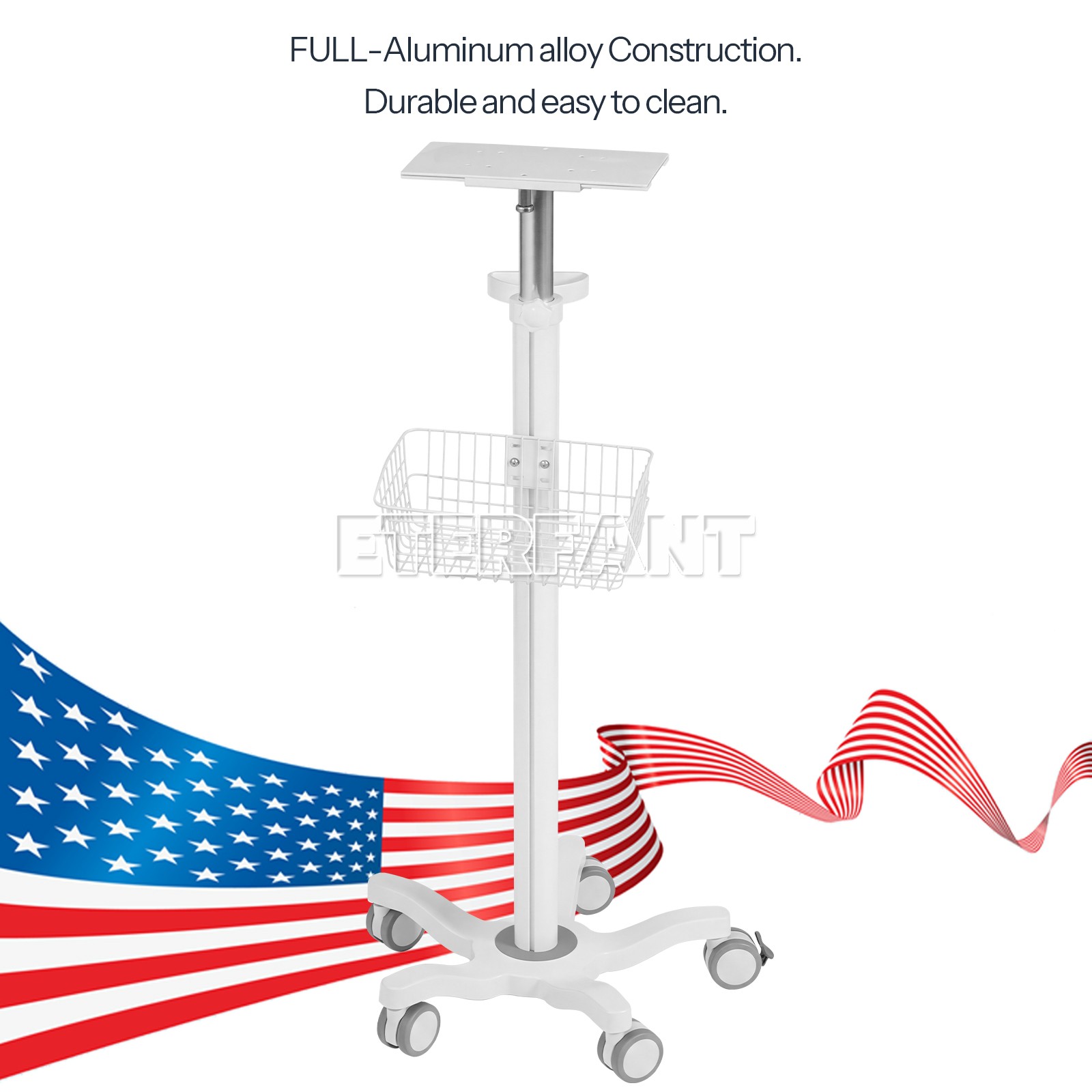 Wall Mounted Stands/Adjustable Mobile Medical Rolling Cart for Patient Monitor
