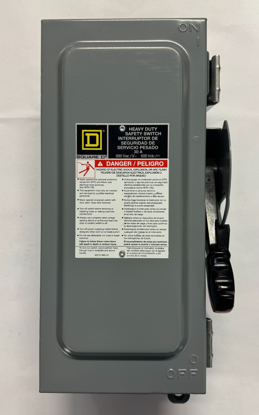 Square D HU361AWK 30 Amp 600v Heavy Duty Safety Switch Nema 3r Non-fused 3-Pole
