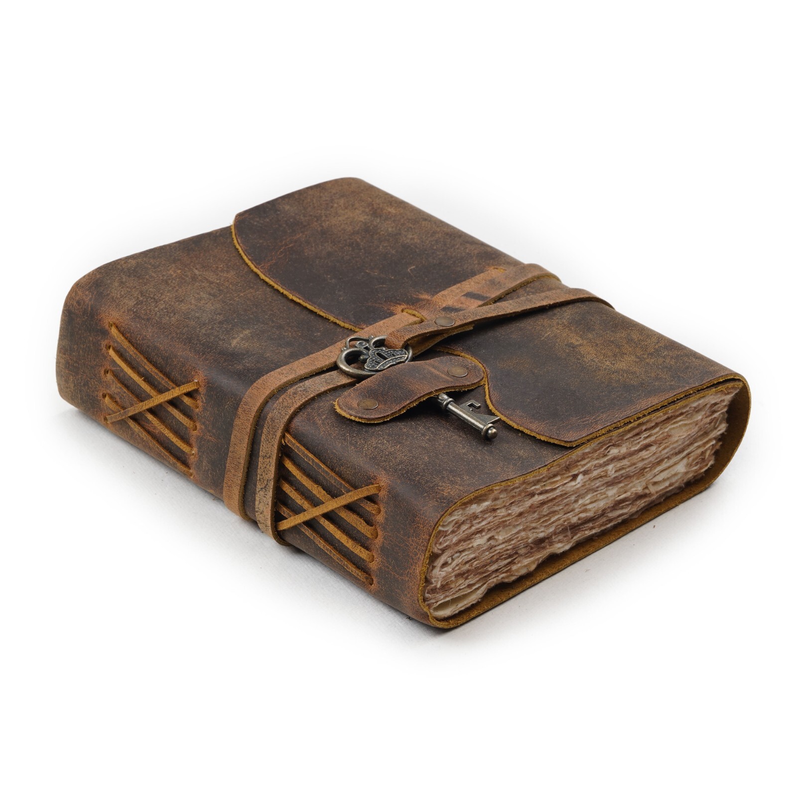 US Notebook with Lock – Vintage Leather Journal – Handmade Cotton Paper Diary