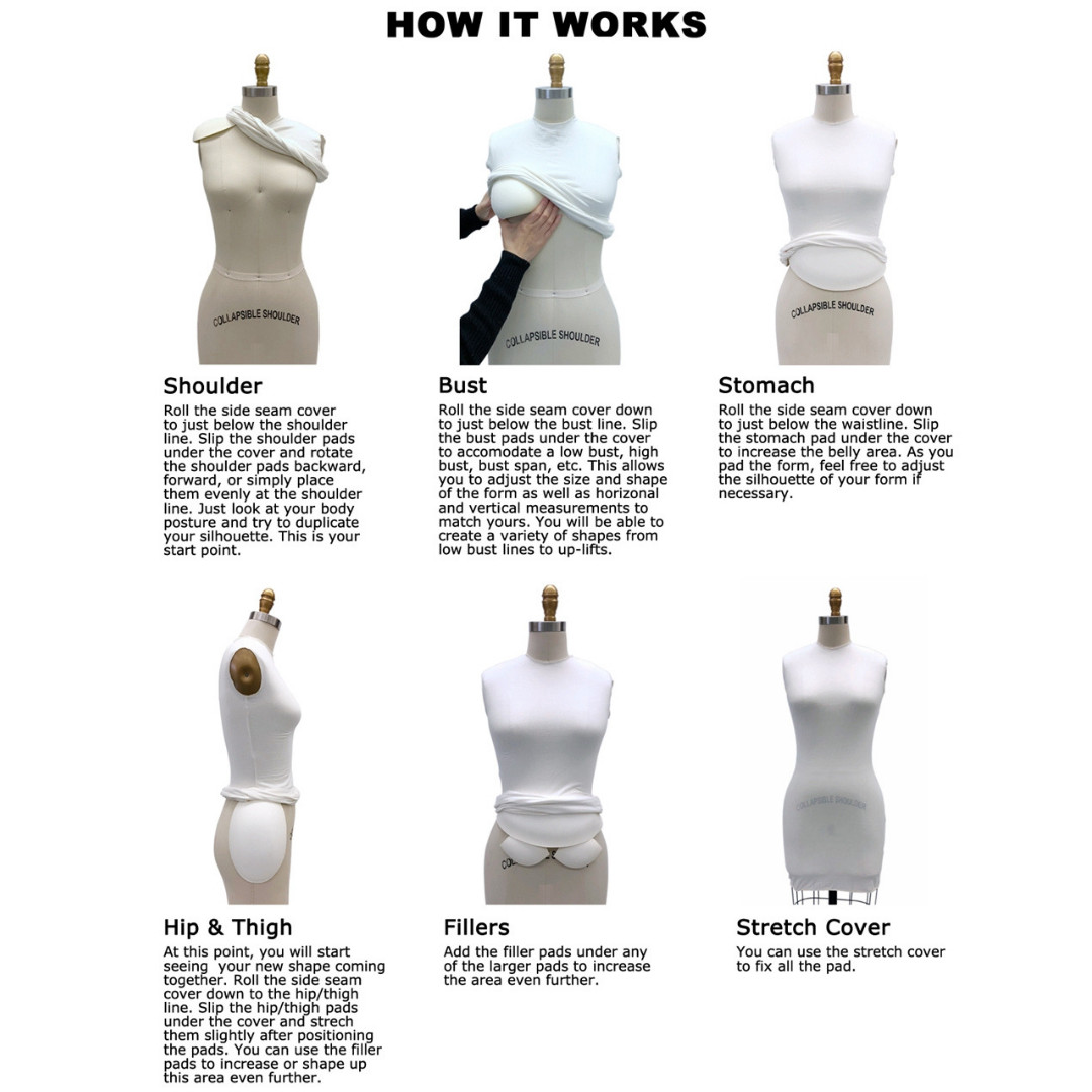 Pro Female Half Body Linen Size 2 Pinnable Dress Form Mannequin with Arm