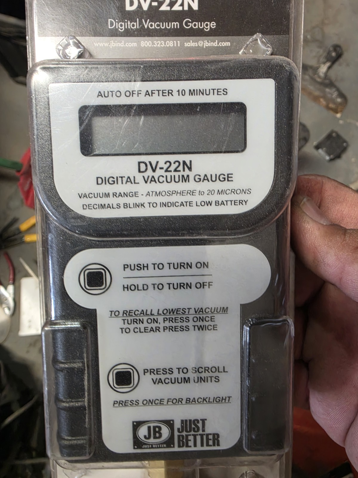 Jb Industries Dv-24N Digital Micron Gauge With Case, Lcd