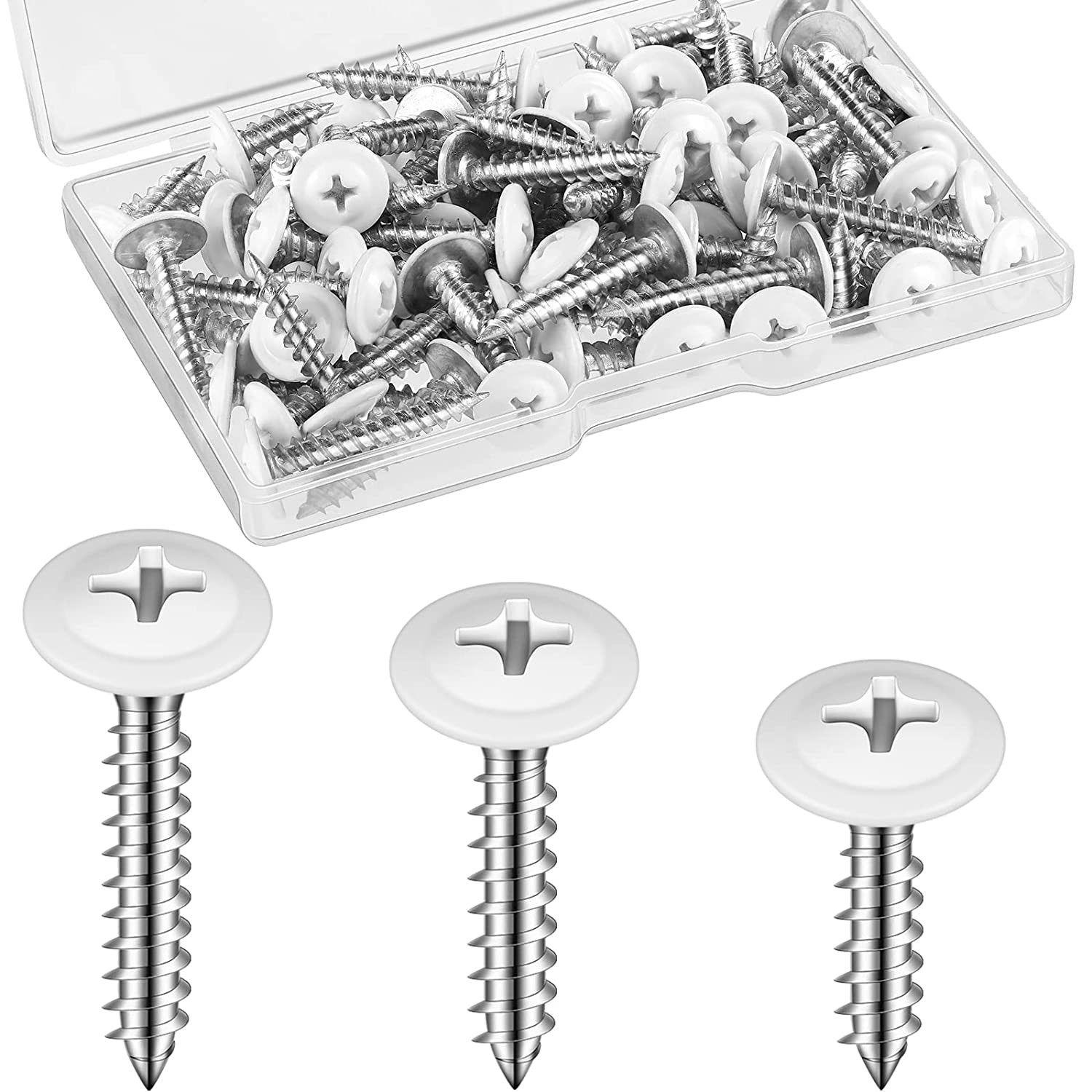 #8 White Wood & Sheet Metal Screws Truss Head Fasteners (120)n