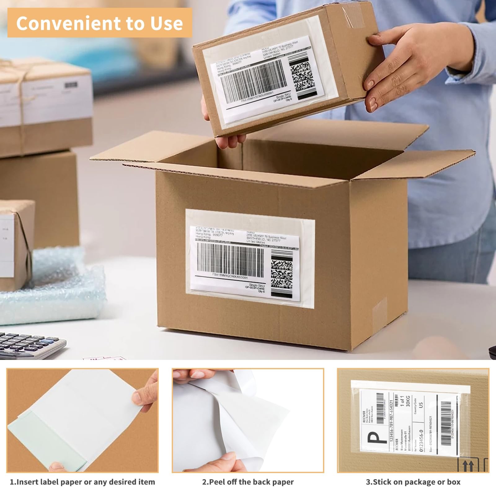 100 PCS 4.5×5.5 Inch Clear Shipping Label Sleeves Plastic Envelopes Pouches