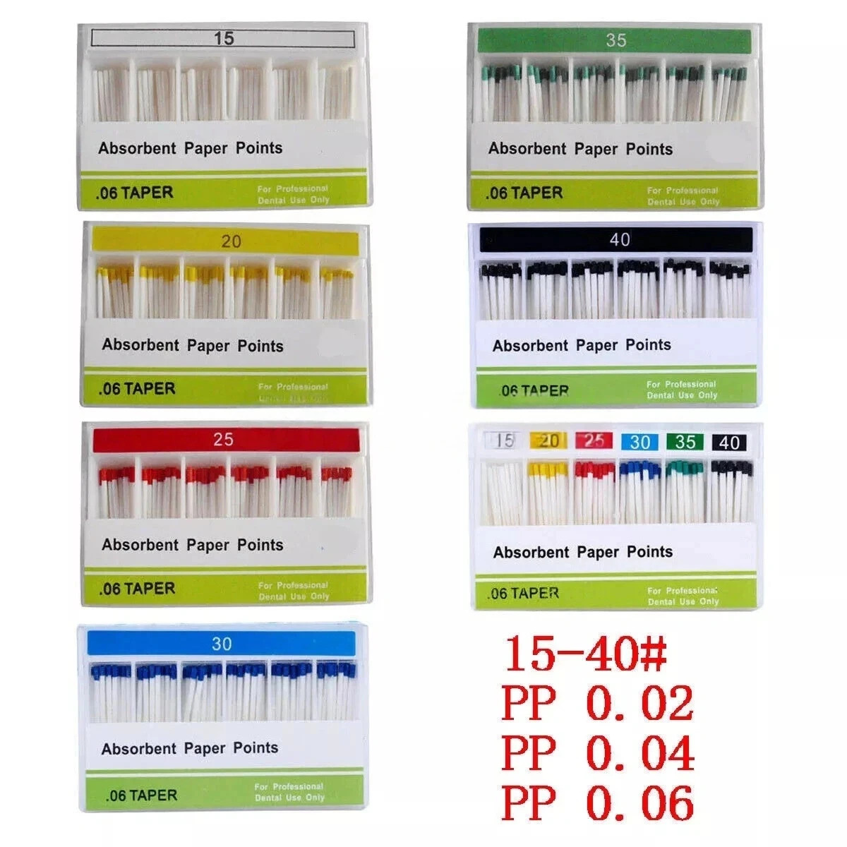 Dental Endodontic Endo Absorbent Paper Points Root Taper 0.02/0.04/0.06 15#-40#
